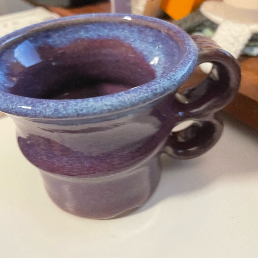 Purple Ceramic Mug with Double Handle